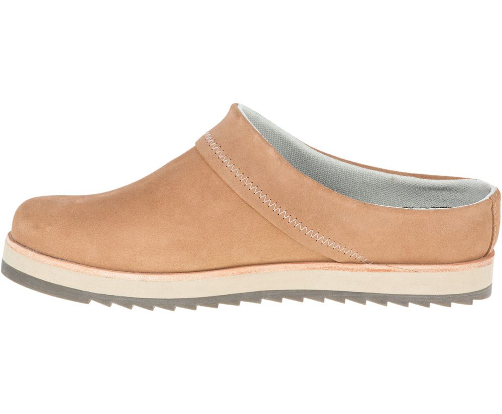 Merrell Slip Ons Khaki - Juno Clog Suede - Womens 62AWEQIHC